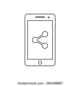 Smartphone share outline icon. Vector design template.