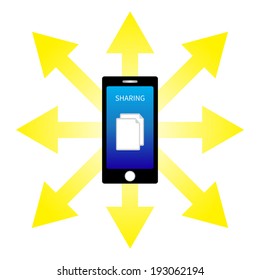 Smartphone sharing a file ,vector eps10