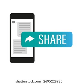 Smartphone sharing illustration. Digital data transfer. Mobile communication Vector. Social media concept. EPS 10.