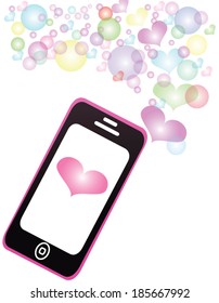 Smartphone sharing love Pastel color message