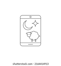 Smartphone and sheep concept line icon. Simple element illustration. Smartphone and sheep concept outline symbol design from Eid Al Adha set. Can be used for web and mobile on white background