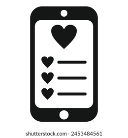 Smartphone sheet addiction icon simple vector. Key desire items. Purchase record