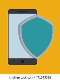 smartphone shield cyber security system technology icon. Colorful and flat design. Vector illustration