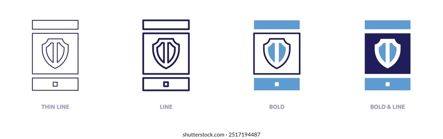 Smartphone-Schild-Symbol in 4 verschiedenen Stilen. Dünne Linie, Linie, Fett und Fette Linie. Duotone-Stil. Bearbeitbarer Strich.