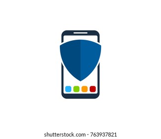 Smartphone Shield Icon Logo Design Element