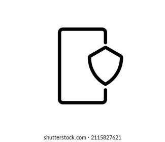 Smartphone con icono de escudo - ilustración vectorial. Protección de seguridad móvil. Smartphone con escudo de seguridad.