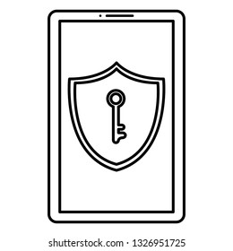 smartphone with shield and key