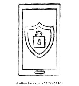 smartphone with shield and padlock