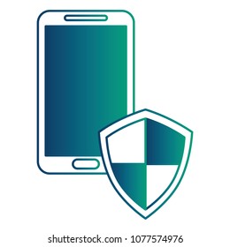 smartphone with shield protection data cyber security