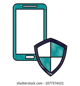 smartphone with shield protection data cyber security