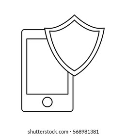 smartphone shield server banner icon image vector illustration