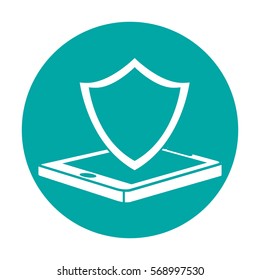 smartphone shield server banner icon image vector illustration