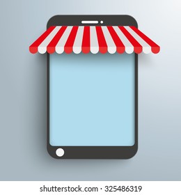 Smartphone as shop on the gray background. Eps 10 vector file.