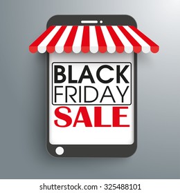 Smartphone as shop on the gray background. Eps 10 vector file.