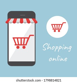 smartphone shop on website online concept vector