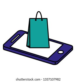 smartphone with shopping bag ecommerce