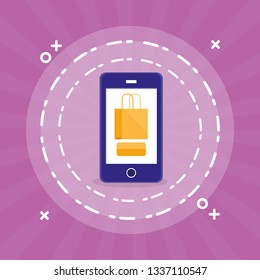 smartphone with shopping bag ecommerce