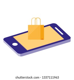 smartphone with shopping bag ecommerce