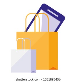 smartphone with shopping bag ecommerce