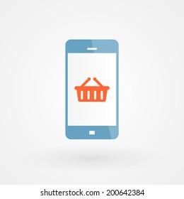 Smartphone and shopping basket