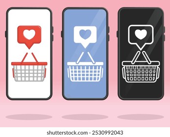 Smartphone Cesta de la compra Love Heart Lista de deseos