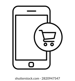 Smartphone shopping cart icon for e commerce mobile app with smartphone shopping ecommerce technology business commerce internet purchase shoppingcart consumer checkout transaction