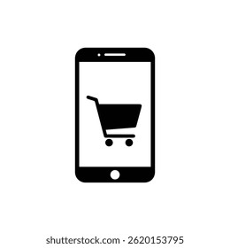 Smartphone with Shopping Cart Icon Representing Mobile Sales Transactions
