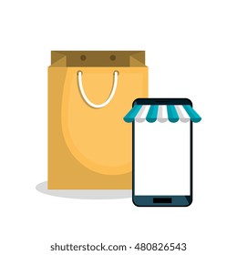 smartphone shopping e-commerce isolated