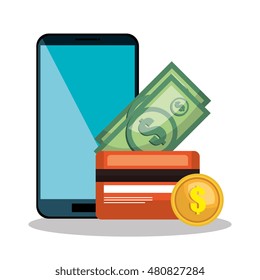 smartphone shopping e-commerce isolated