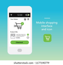 Smartphone with Shopping interface and icon