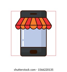 smartphone with shopping online app vector illustration design