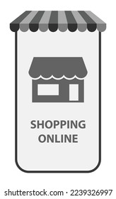 smartphone shopping online with shop icon