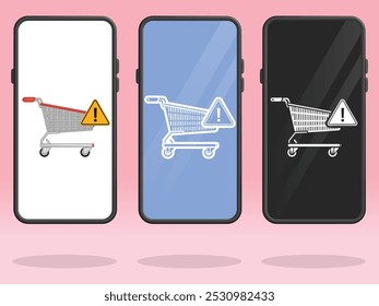Smartphone Shopping Trolley Triangle Warning Notice