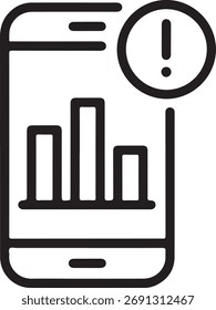 Smartphone showing alert with data chart