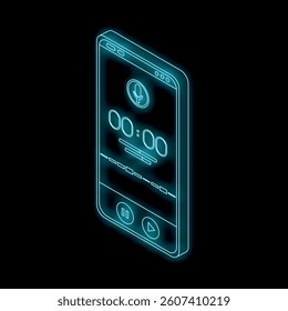 Smartphone showing audio recording application with timer and waveform on screen - Powered by Shutterstock - Get 15% off with code: PIKWIZARD15