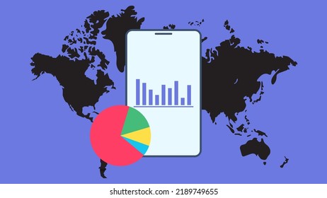 Smartphone showing charts and graph, analysis business accounting, statistics concept. Digital marketing, business analysis. Data growth diagram. Business website modern ui, ux, kit, admin. Vector