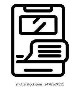 Smartphone showing chat bubble with text lines, online mobile messaging concept