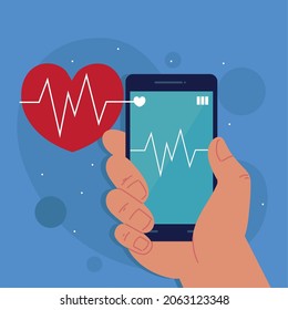 smartphone showing heartbeat rate monitoring