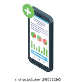 Smartphone está mostrando una dinámica positiva con gráficos crecientes y gráficos mostrados en pantalla