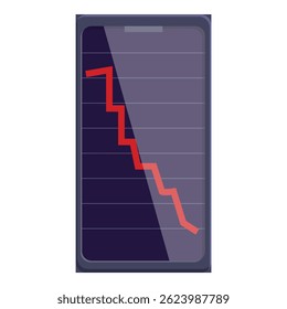Smartphone is showing a red graph going down which represents financial loss