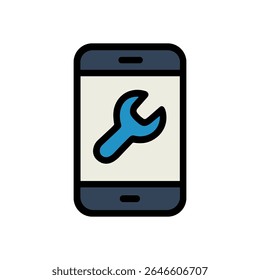 Smartphone showing a repair tool. Icon Symbol Illustration