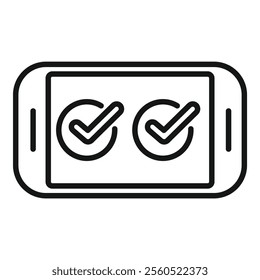 Smartphone is showing two check marks meaning successful verification, validation or authentication