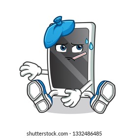 smartphone sick mascot vector cartoon illustration