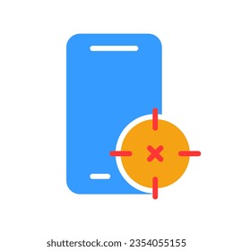 Smartphone with sight line icon. Targeted advertising, gadget, internet, technology, sensor. Vector colored icon on a white background for business