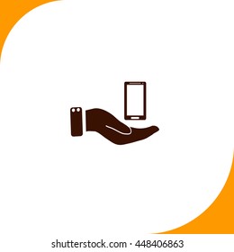 Smartphone sign. Brown icon on white background