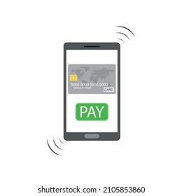 Smartphone sign icon with bank card on screen. Vector illustration eps 10.