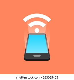 Smartphone signal concept. Isometric design. Vector illustration