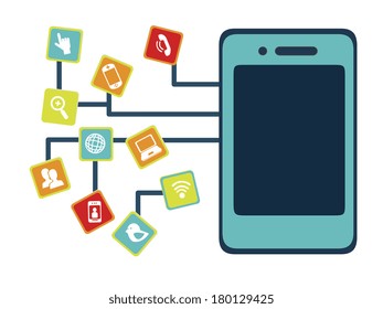 smartphone signs flat over white background vector illustration