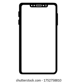 Smartphone Silhouette in Flat Design Isolated on White Background. Vector Illustration