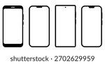 Smartphone silhouette icon set, Mobile device outline collection, Modern phone frame pack